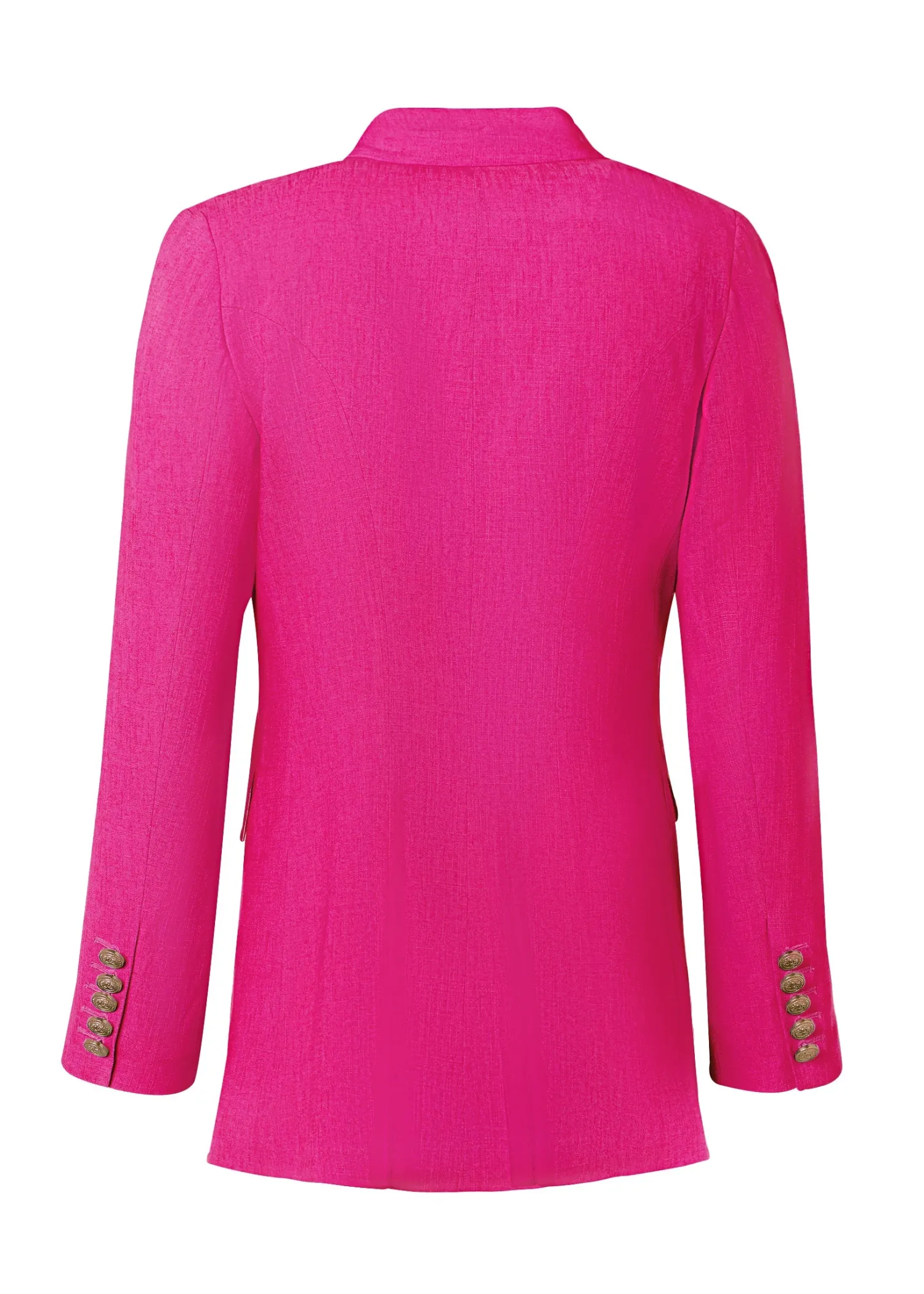 Hot Double Breasted Blazer (Hot Pink Linen) Women Blazers|Tailoring