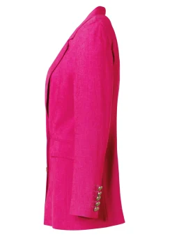 Hot Double Breasted Blazer (Hot Pink Linen) Women Blazers|Tailoring