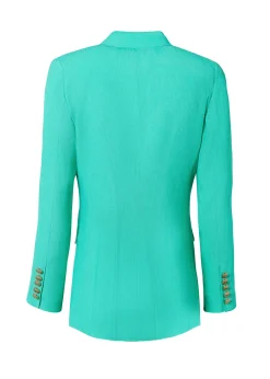 Fashion Double Breasted Blazer (Jade Linen) Women Blazers|Tailoring