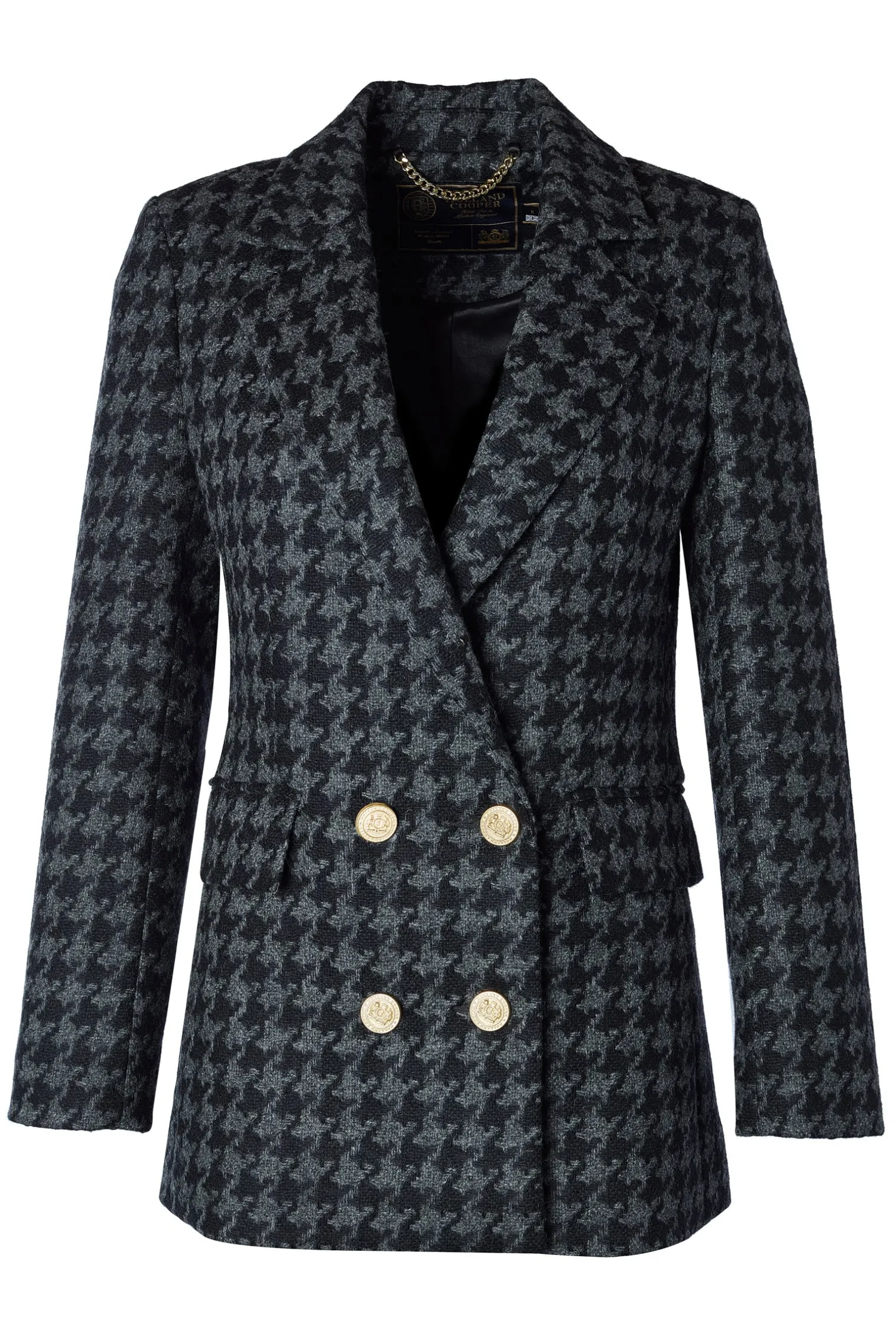 Outlet Double Breasted Blazer (Large Scale Charcoal Houndstooth) Women Blazers|Tailoring
