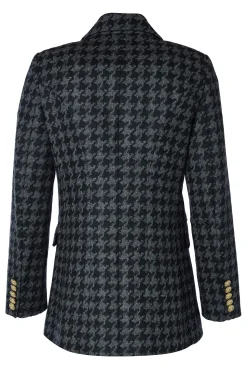 Outlet Double Breasted Blazer (Large Scale Charcoal Houndstooth) Women Blazers|Tailoring