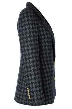 Outlet Double Breasted Blazer (Large Scale Charcoal Houndstooth) Women Blazers|Tailoring