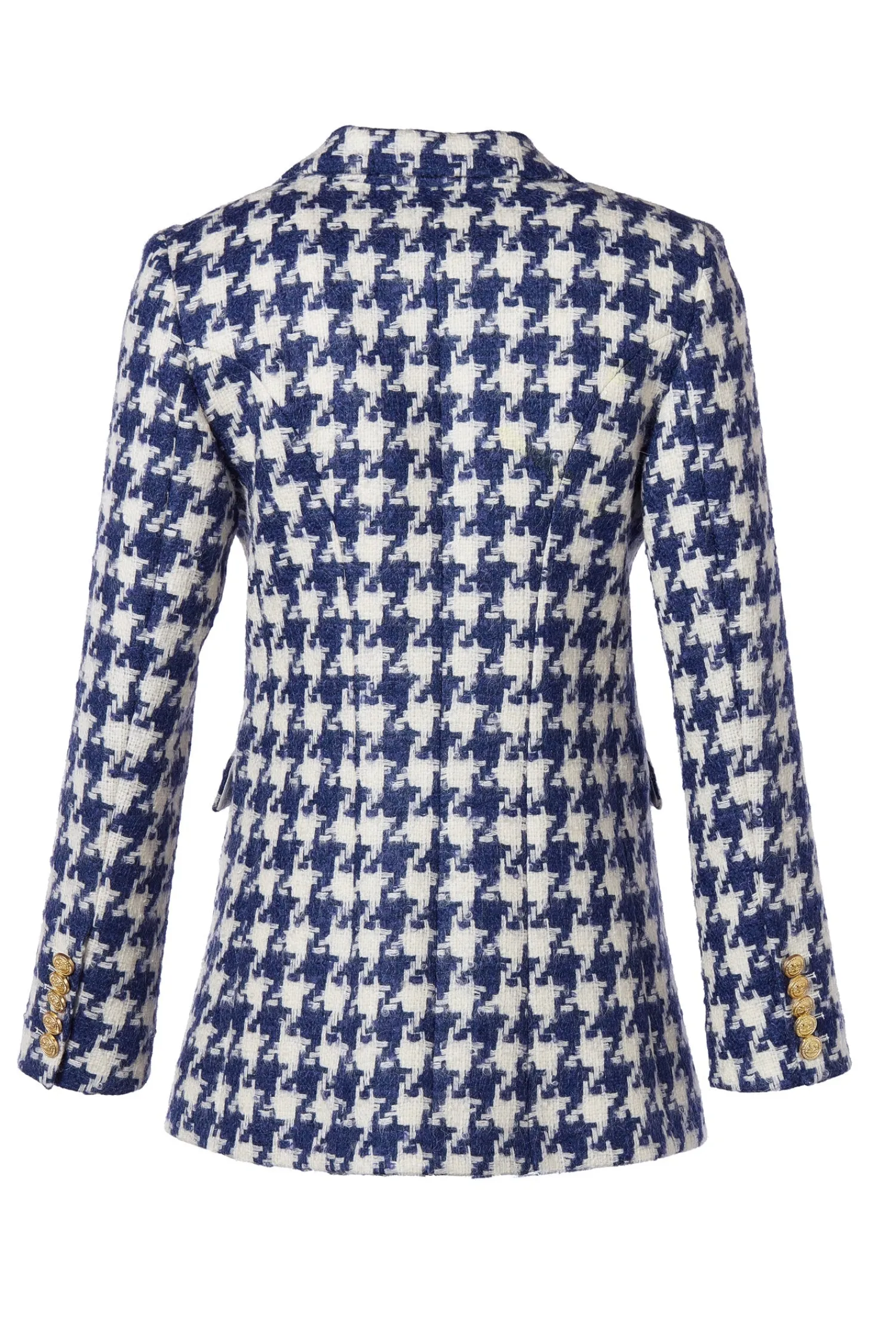 New Double Breasted Blazer (Large Scale Navy Houndstooth) Women Blazers|Tailoring