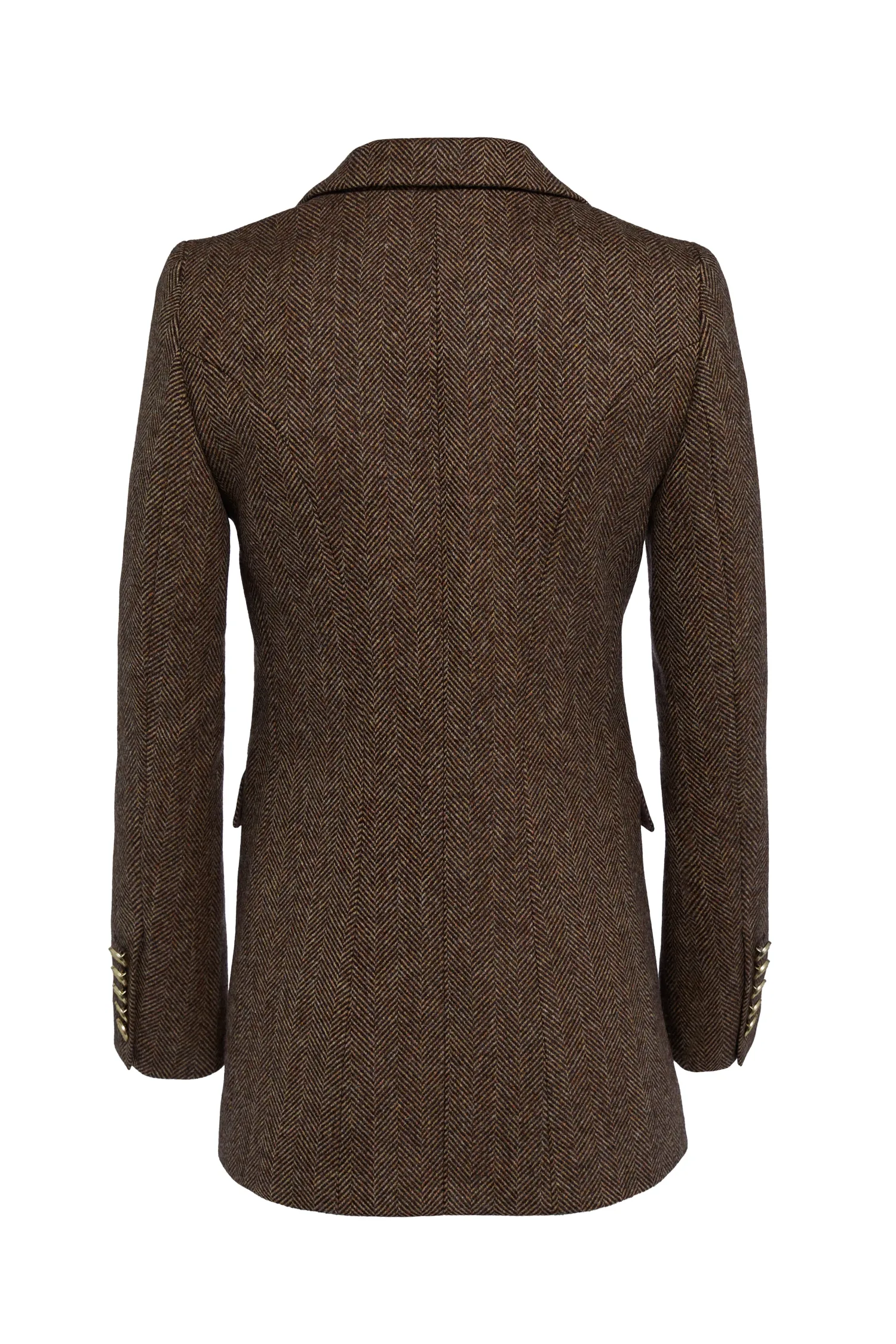 Clearance Double Breasted Blazer (Large Scale Brown Herringbone) Women Blazers|Tailoring