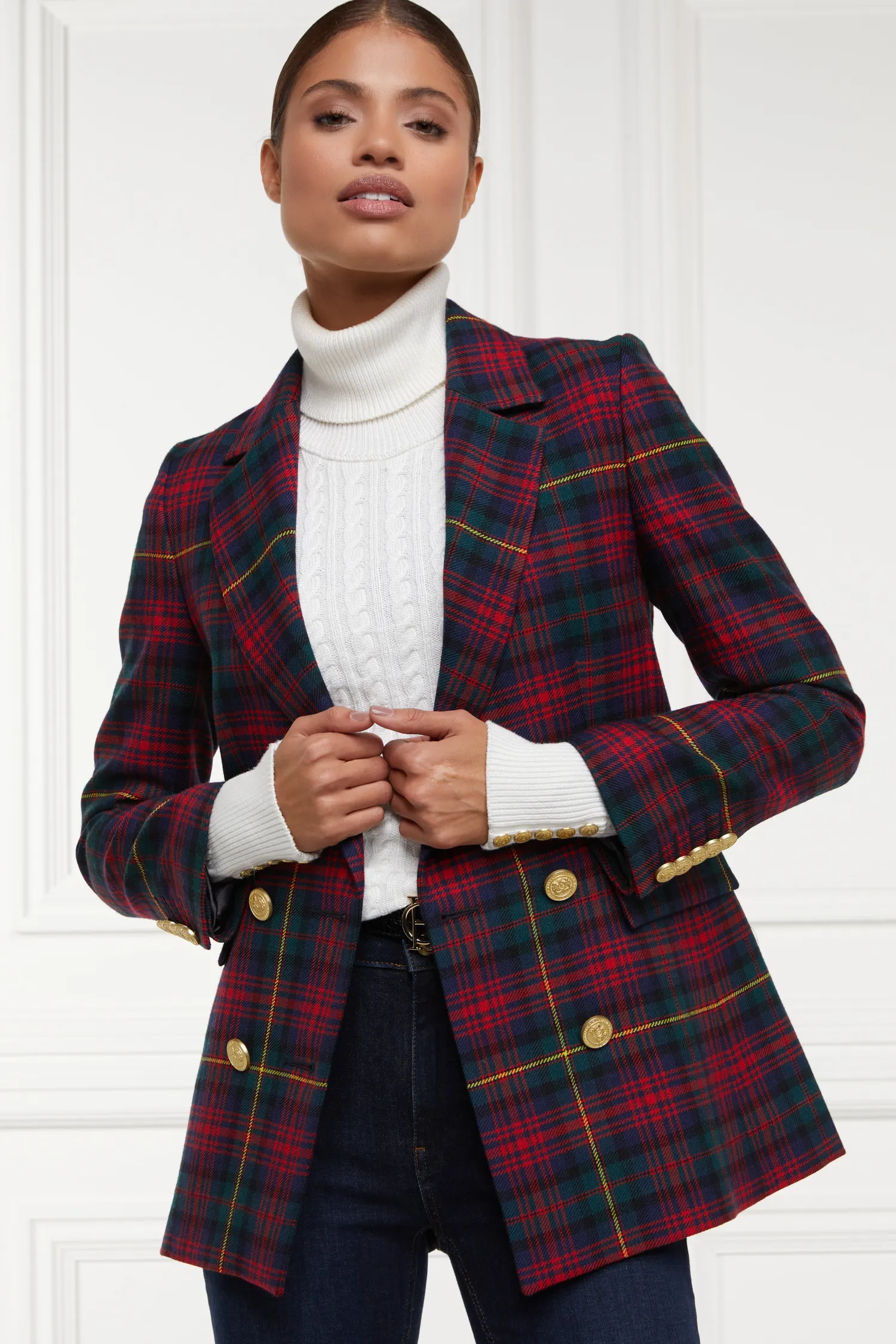 Online Double Breasted Blazer (Logan Tartan) Women Blazers|Tailoring
