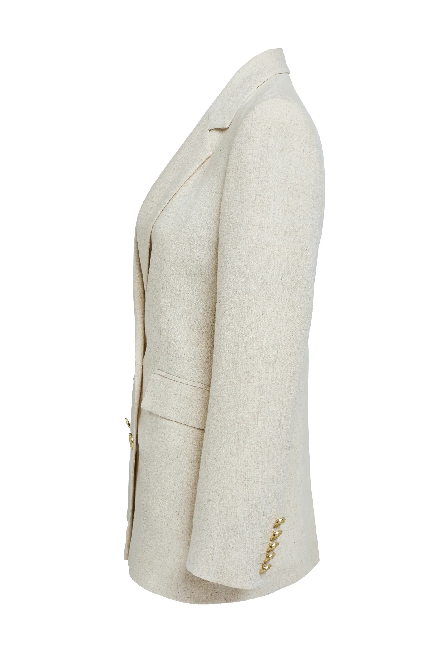 Hot Double Breasted Blazer (Natural Linen) Women Blazers|Tailoring