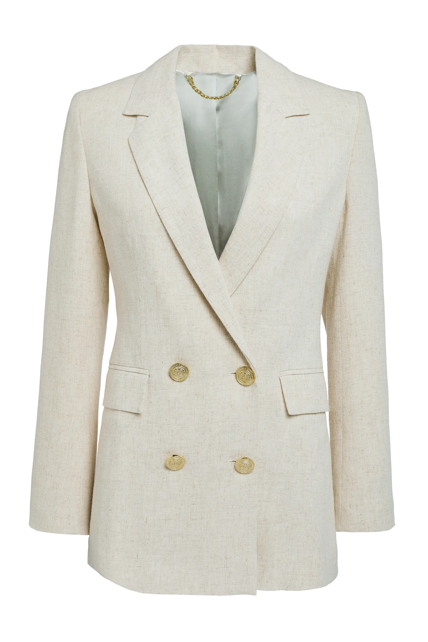 Hot Double Breasted Blazer (Natural Linen) Women Blazers|Tailoring