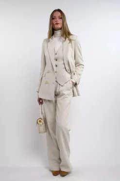 Hot Double Breasted Blazer (Natural Linen) Women Blazers|Tailoring