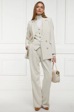 Hot Double Breasted Blazer (Natural Linen) Women Blazers|Tailoring
