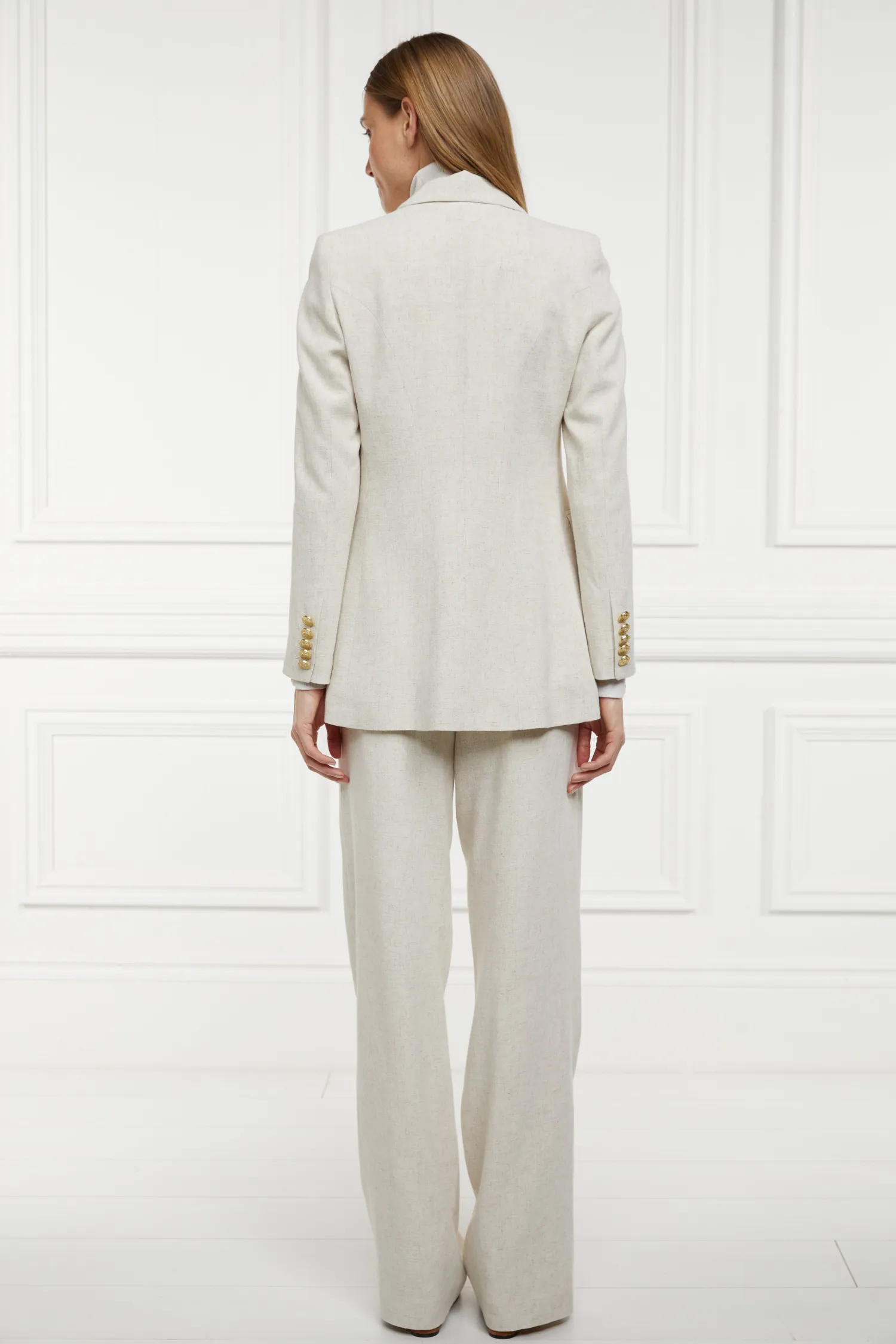 Hot Double Breasted Blazer (Natural Linen) Women Blazers|Tailoring
