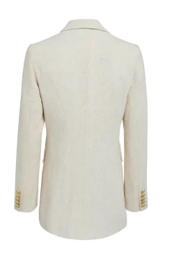 Hot Double Breasted Blazer (Natural Linen) Women Blazers|Tailoring