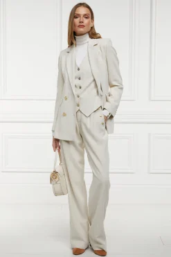 Hot Double Breasted Blazer (Natural Linen) Women Blazers|Tailoring