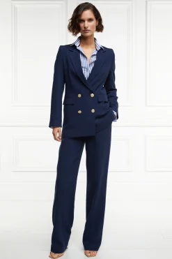 Best Double Breasted Blazer (Navy Linen) Women Blazers|Tailoring