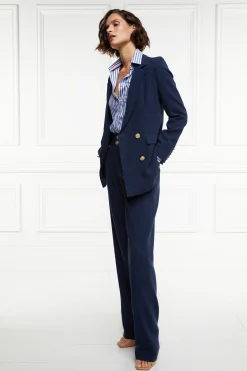 Best Double Breasted Blazer (Navy Linen) Women Blazers|Tailoring