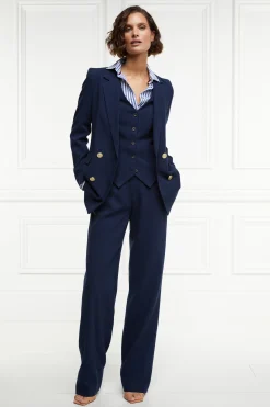 Best Double Breasted Blazer (Navy Linen) Women Blazers|Tailoring