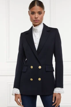 Fashion Double Breasted Blazer (Navy Twill) Women Blazers|Tailoring