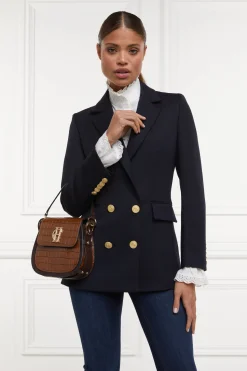 Fashion Double Breasted Blazer (Navy Twill) Women Blazers|Tailoring