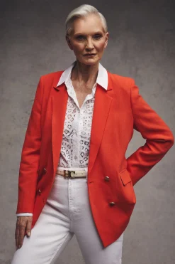 Sale Double Breasted Blazer (Neroli Linen) Women Blazers|Tailoring