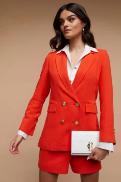 Sale Double Breasted Blazer (Neroli Linen) Women Blazers|Tailoring