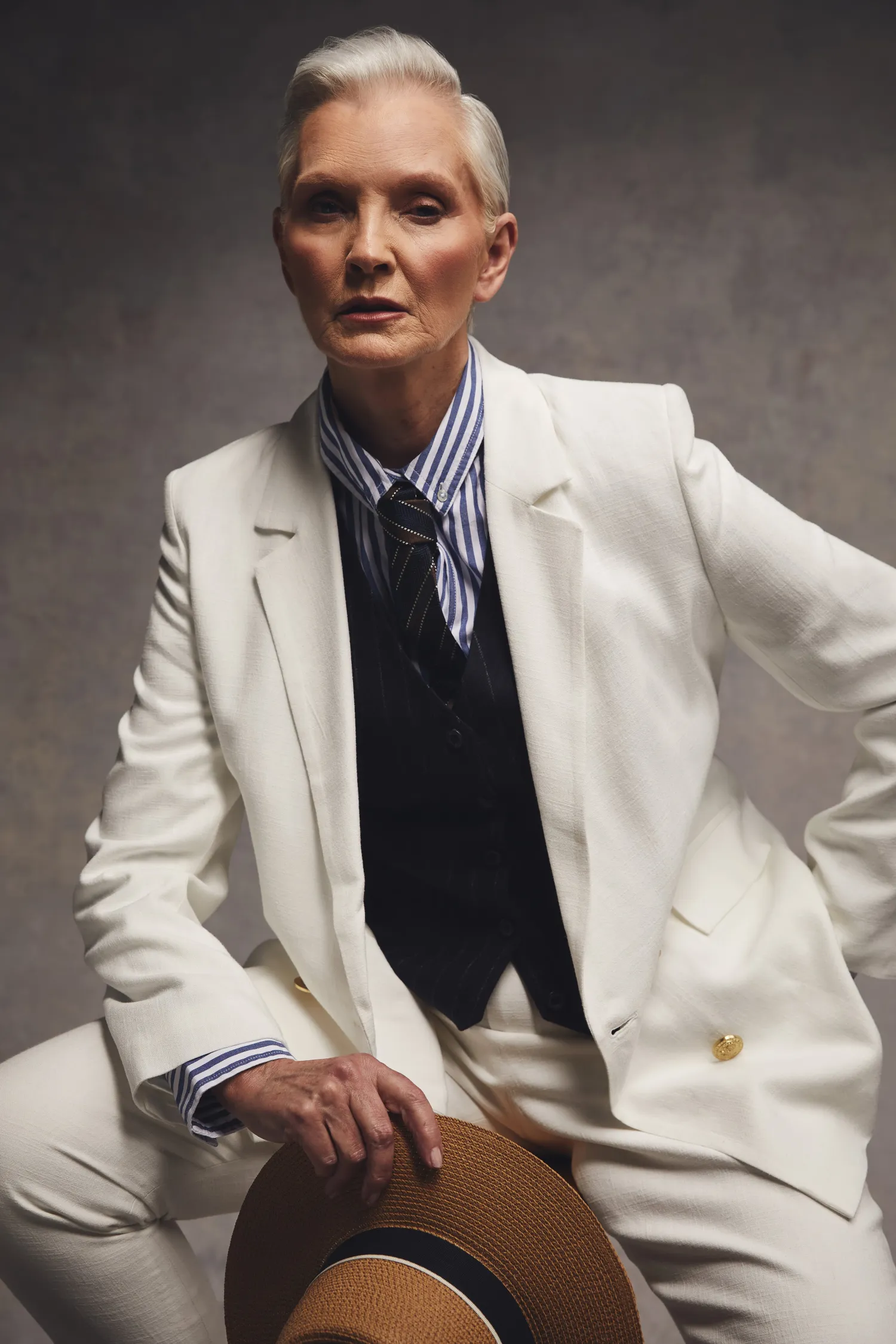 New Double Breasted Blazer (Oyster Linen) Women Blazers|Tailoring