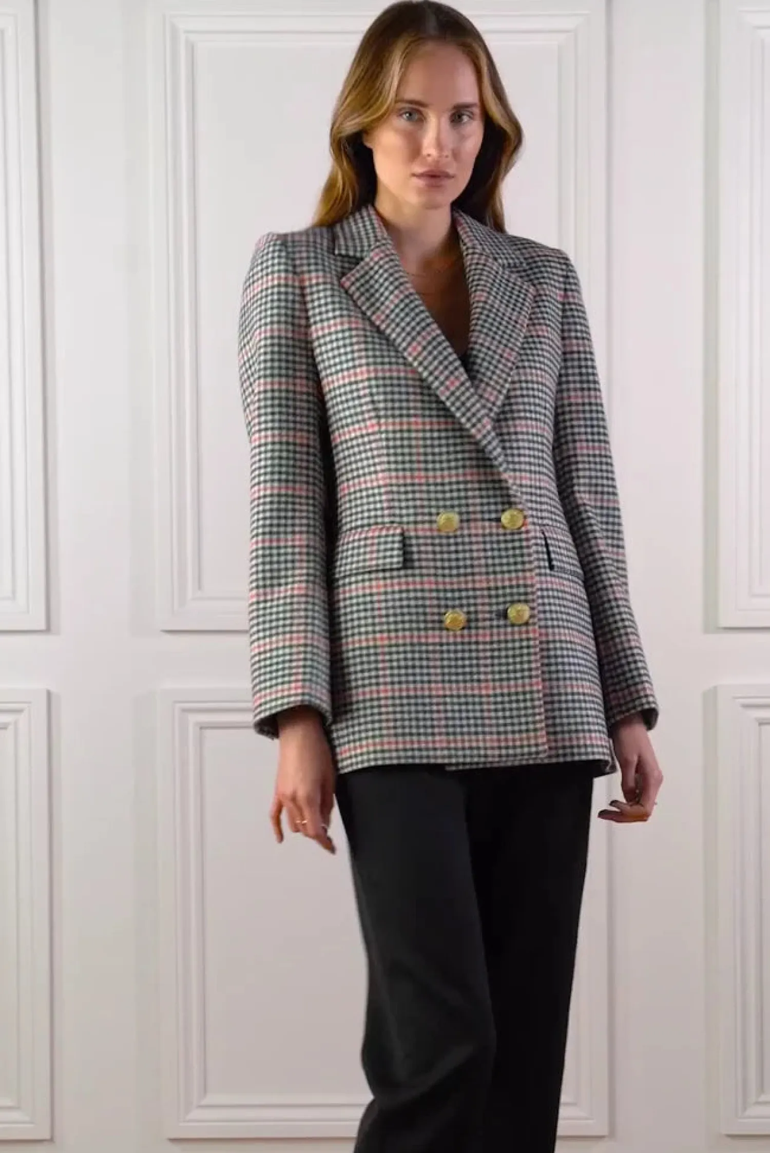 Fashion Double Breasted Blazer (Oyster Catcher) Women Blazers|Tailoring