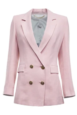 Best Double Breasted Blazer (Pink Linen) Women Blazers|Tailoring