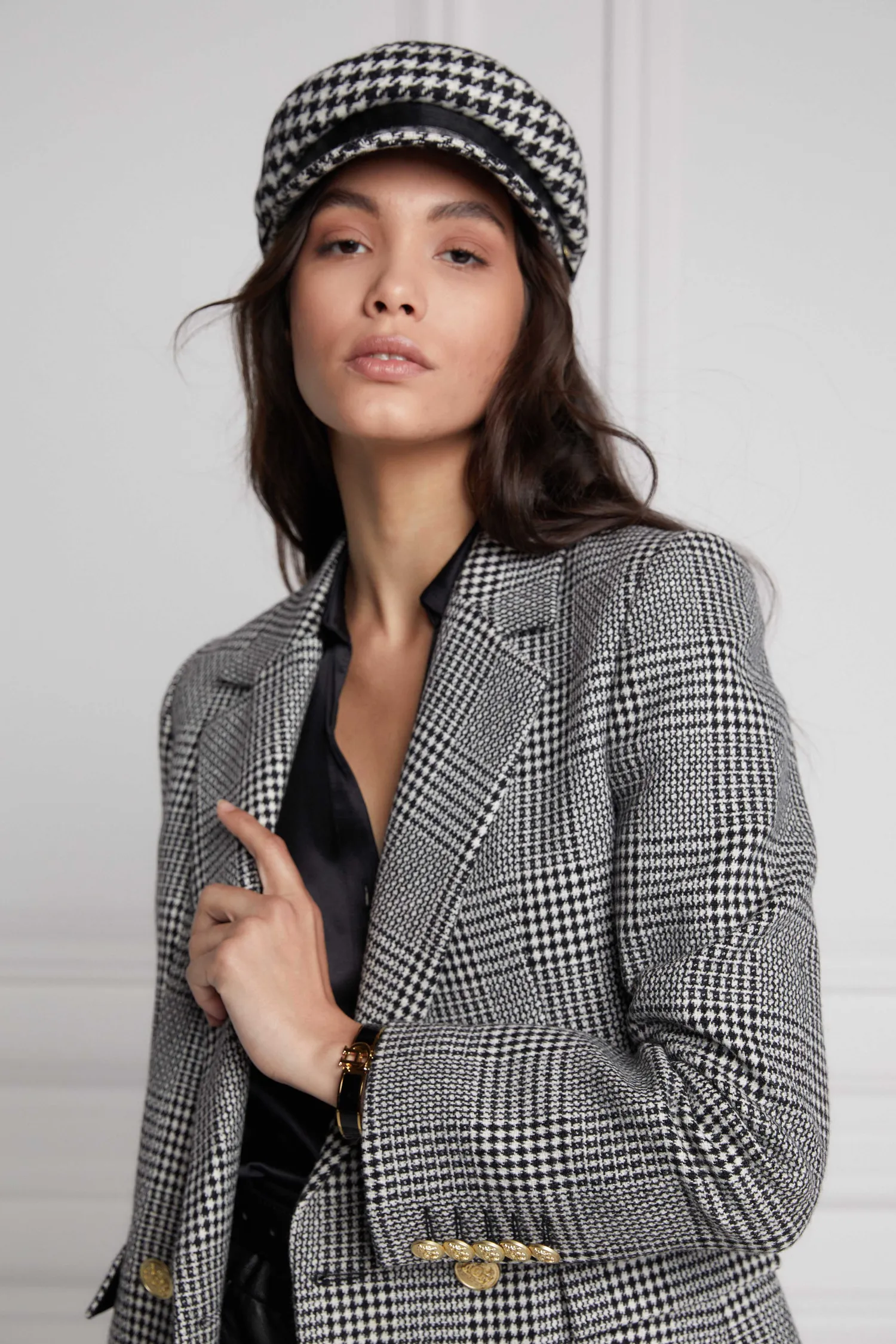 Sale Double Breasted Blazer (Prince of Wales Mono) Women Blazers|Tailoring