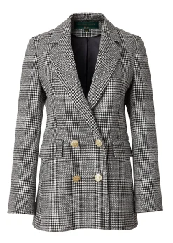 Sale Double Breasted Blazer (Prince of Wales Mono) Women Blazers|Tailoring