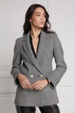 Sale Double Breasted Blazer (Prince of Wales Mono) Women Blazers|Tailoring