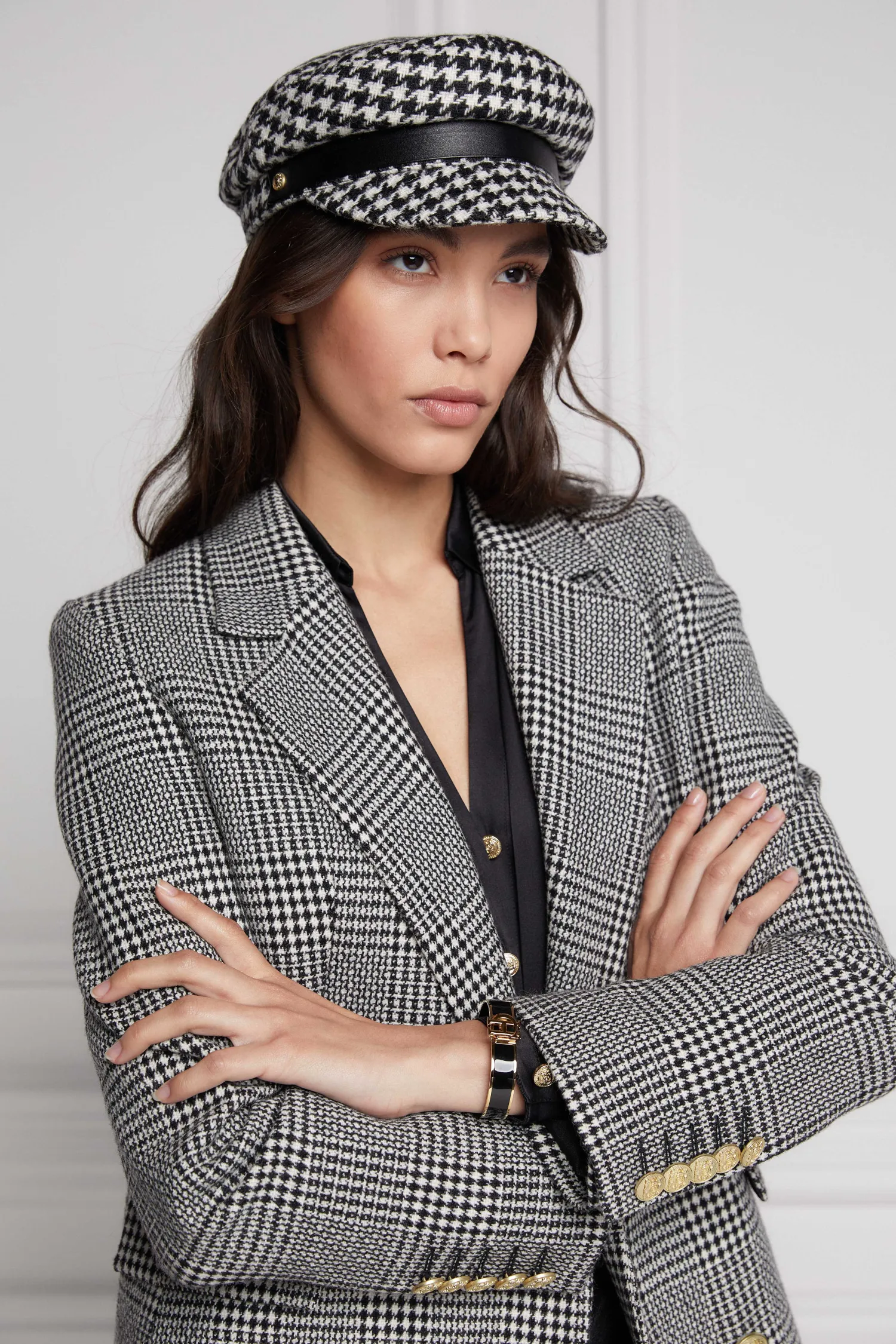 Sale Double Breasted Blazer (Prince of Wales Mono) Women Blazers|Tailoring