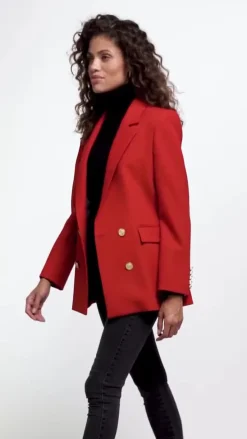 Sale Double Breasted Blazer (Red Barathea) Women Blazers|Tailoring