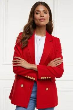 Sale Double Breasted Blazer (Red Barathea) Women Blazers|Tailoring