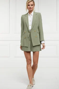 Online Double Breasted Blazer (Sage Linen) Women Blazers|Tailoring