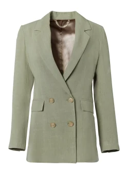 Online Double Breasted Blazer (Sage Linen) Women Blazers|Tailoring