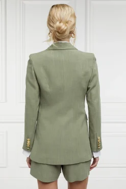 Online Double Breasted Blazer (Sage Linen) Women Blazers|Tailoring