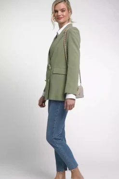 Online Double Breasted Blazer (Sage Linen) Women Blazers|Tailoring