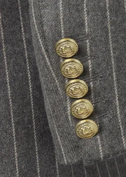Hot Double Breasted Blazer (Soft Grey Pinstripe) Women Blazers|Tailoring