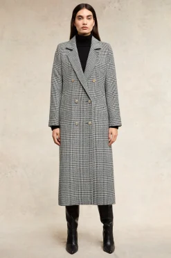 Fashion Double Breasted Coat (Prince of Wales Mono) Women Coats|Tailoring