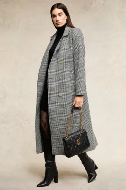 Fashion Double Breasted Coat (Prince of Wales Mono) Women Coats|Tailoring