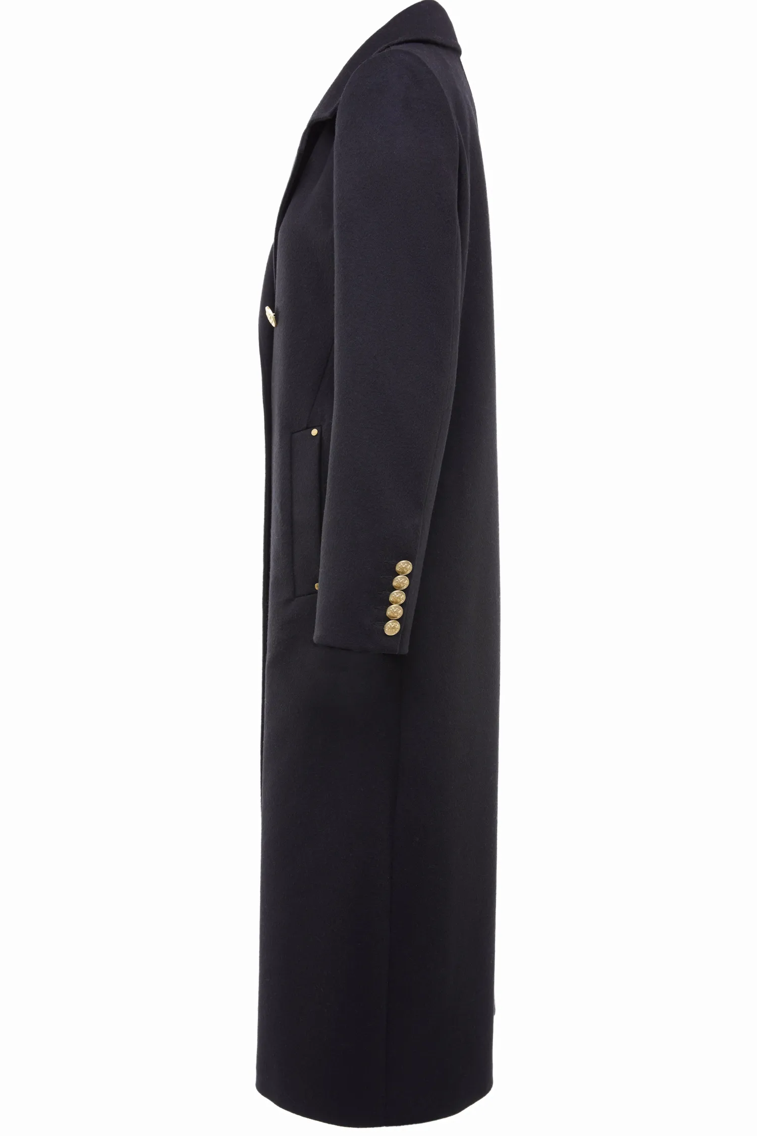 Discount Double Breasted Coat (Soft Black) Women Coats|Tailoring
