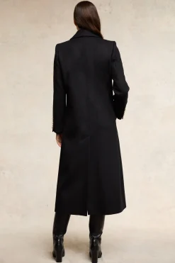 Discount Double Breasted Coat (Soft Black) Women Coats|Tailoring