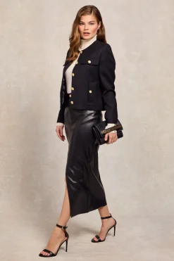 Hot Faux Leather Maxi Skirt Women Skirts