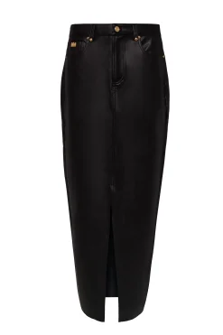 Hot Faux Leather Maxi Skirt Women Skirts