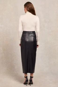 Hot Faux Leather Maxi Skirt Women Skirts