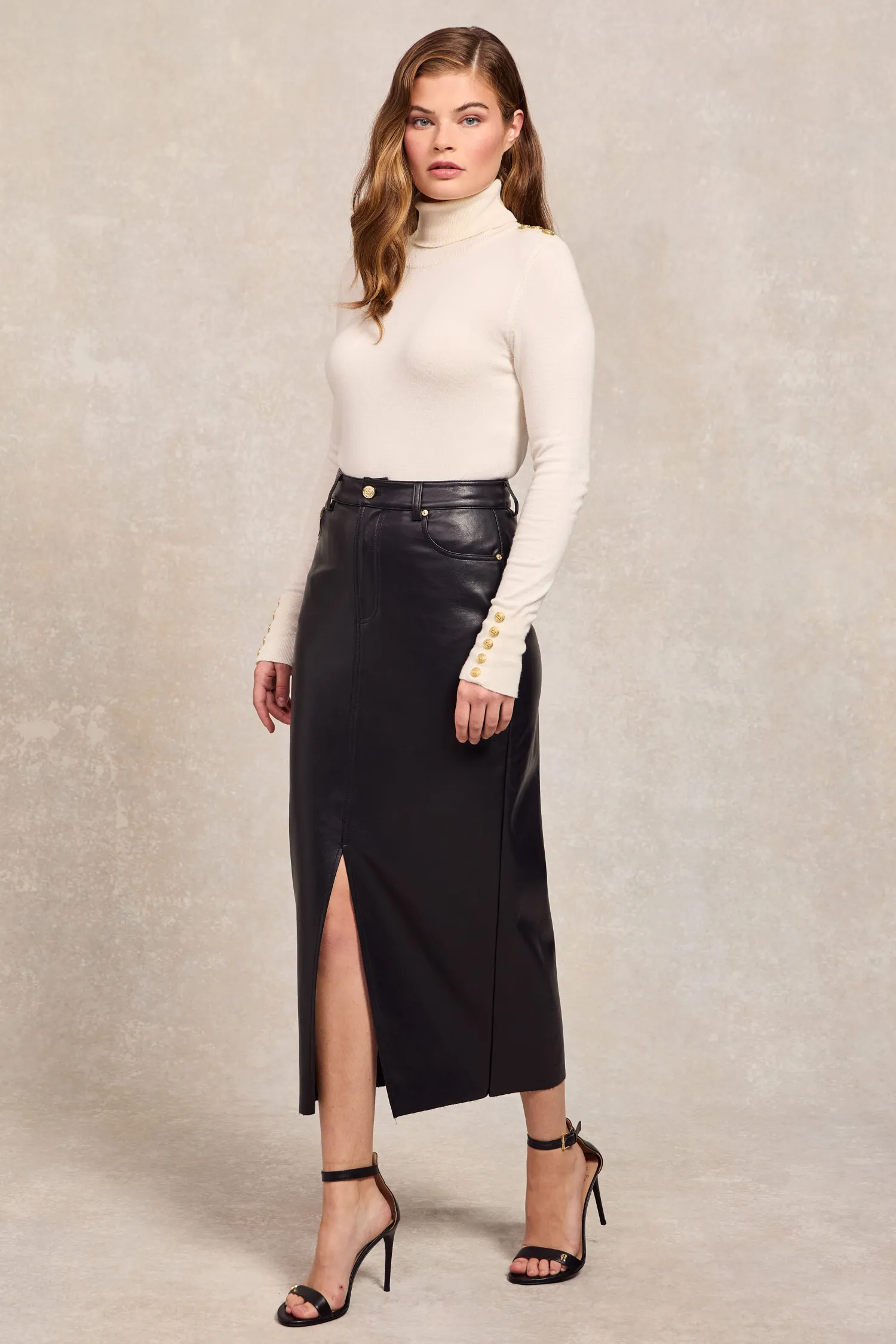 Hot Faux Leather Maxi Skirt Women Skirts