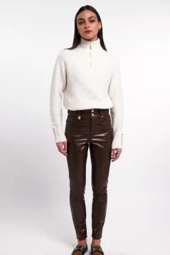 Discount Faux Leather Skinny Jean (Burnished Tan) Women Jeans
