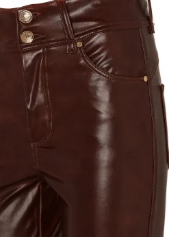 Discount Faux Leather Skinny Jean (Burnished Tan) Women Jeans