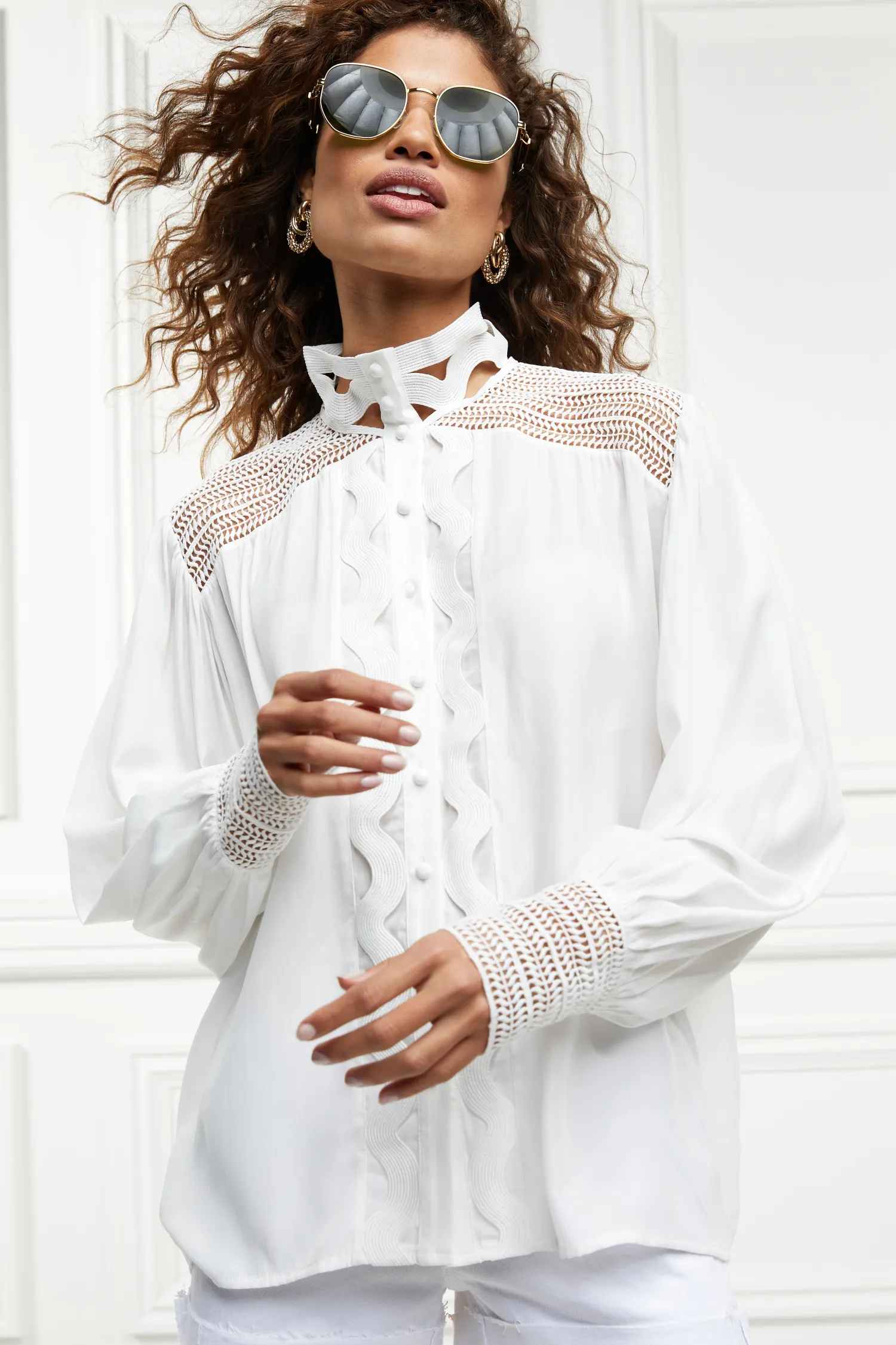 Fashion Featherton Lace Shirt Women Shirts & Blouses