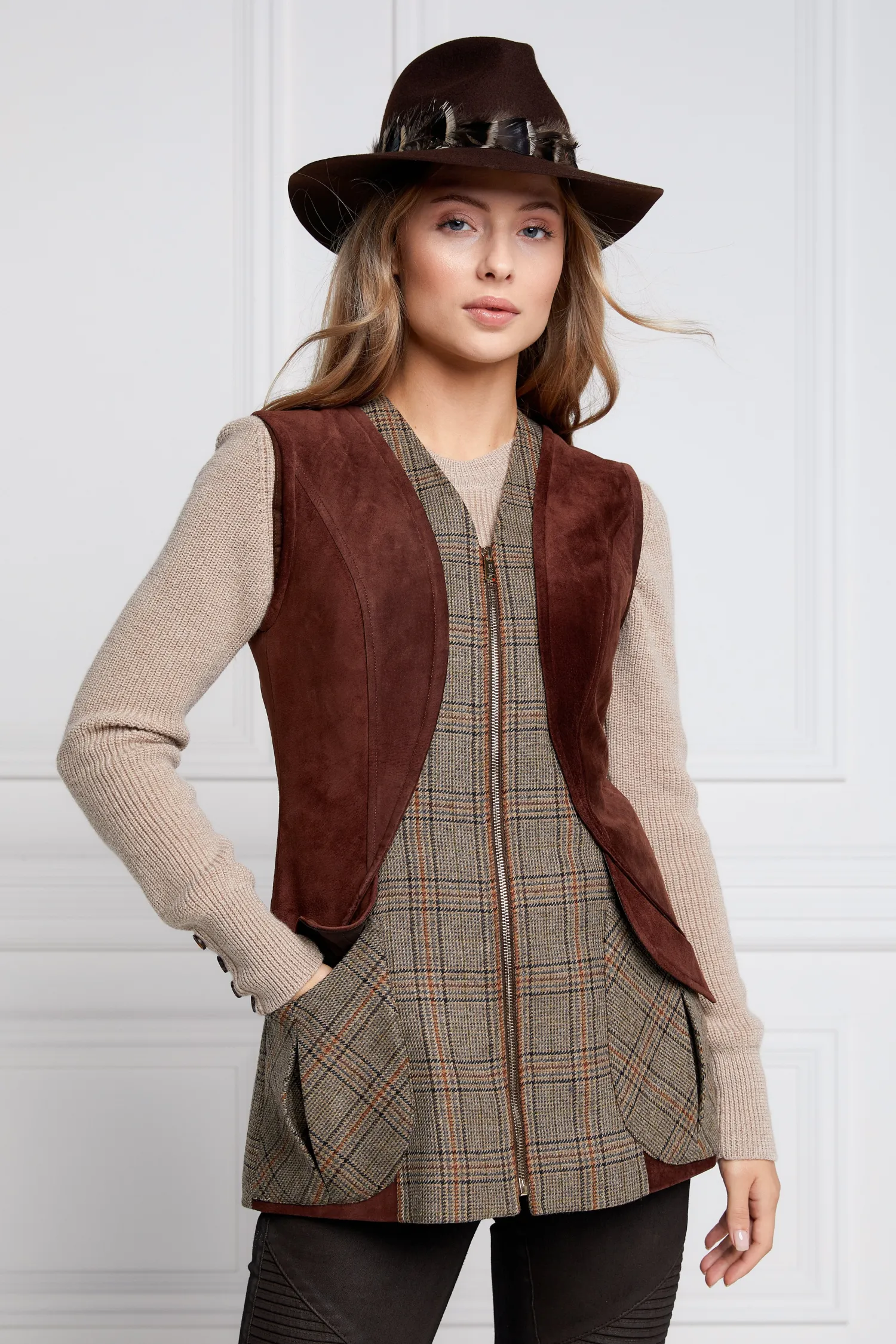 Online Field Vest (Bourbon Tweed) Women Gilets|Tailoring