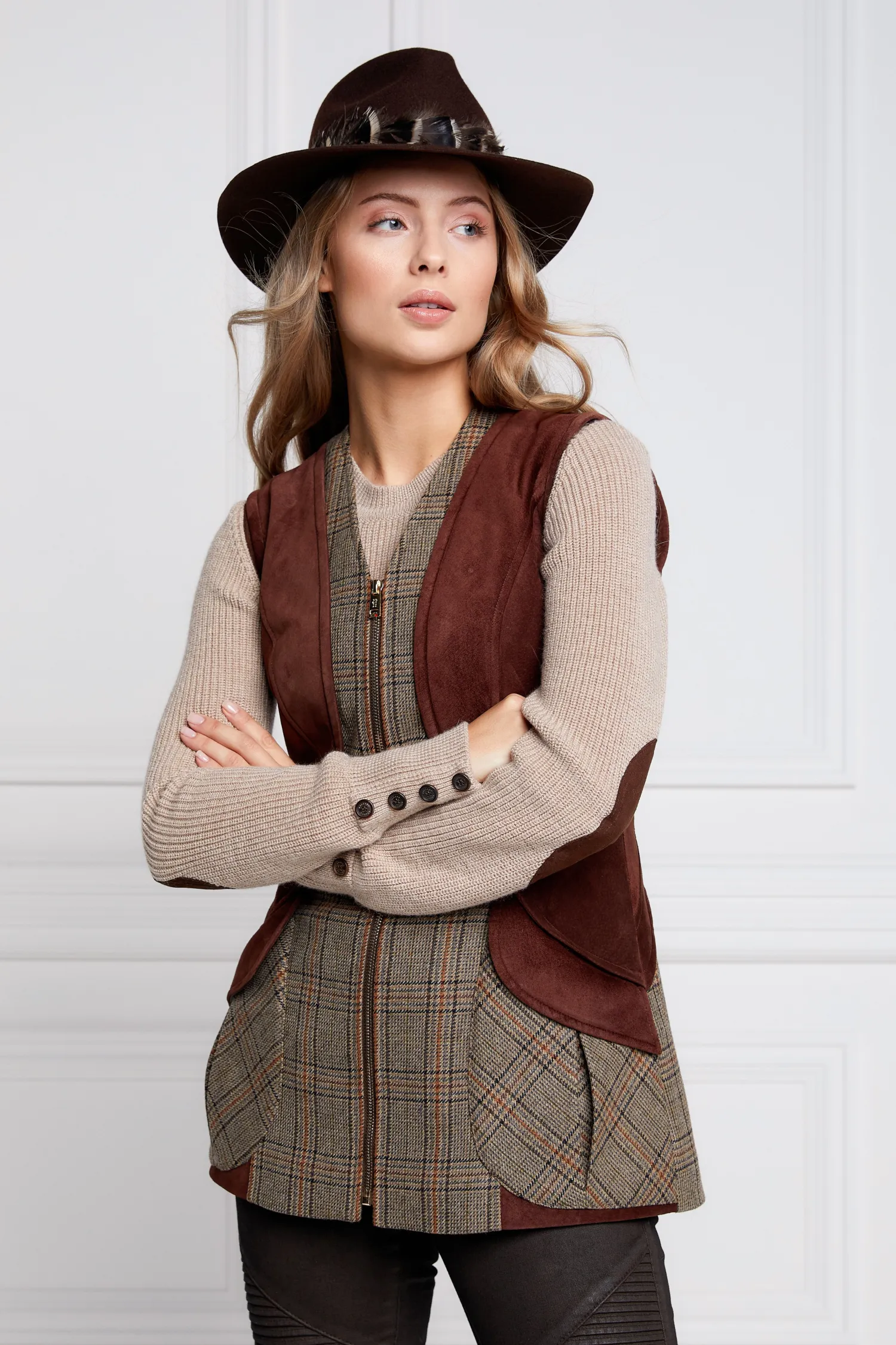Online Field Vest (Bourbon Tweed) Women Gilets|Tailoring